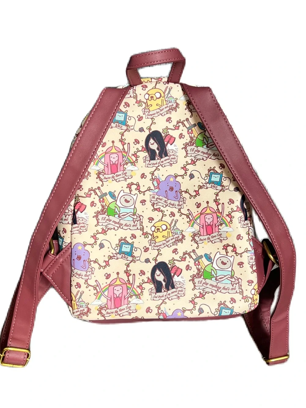 Loungefly Adventure Time Character Backpack Cream with Burgundy Trim